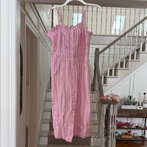 Universal Thread Linen Blend Vertical Stripe Dress